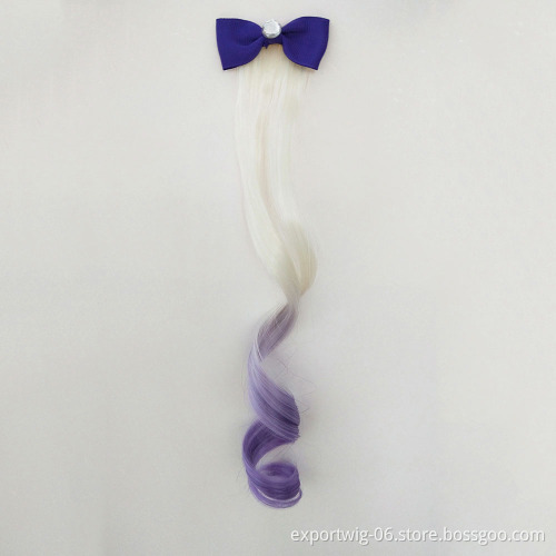 Kids Unicorn Faux Hair Barrette Clip Ombre Color Hair Extensions With Bowknot